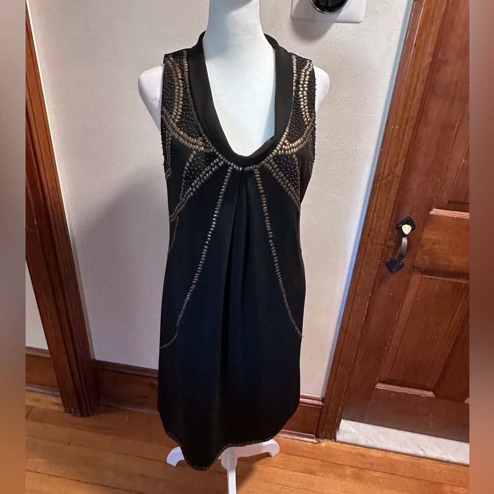 Suzy Chin for Maggy Boutique Black Dress with Metallic Accents